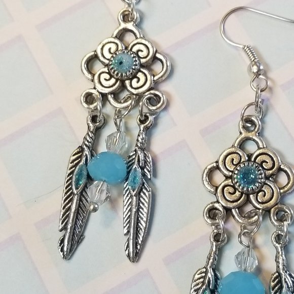 *5/35* Blue Dangle Earrings - Picture 2 of 2